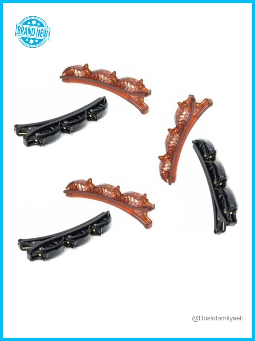 6pc Double Layer Twist Band Hair Clips Stainless Steel
